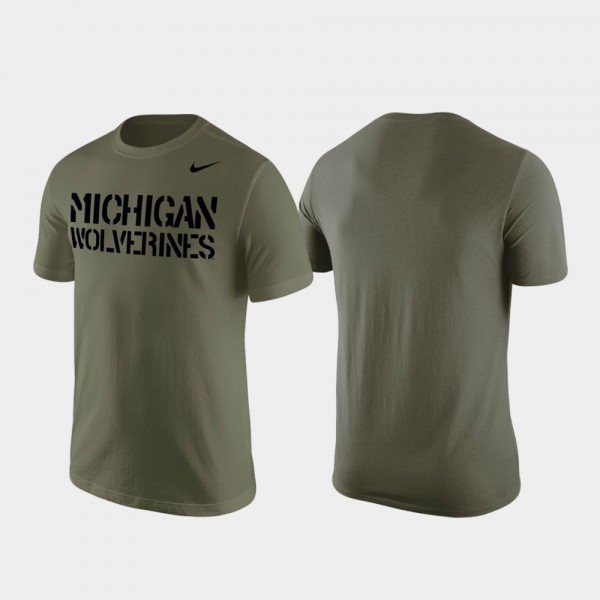 Michigan Wolverines Men T-Shirt Olive Alumni Stencil Wordmark