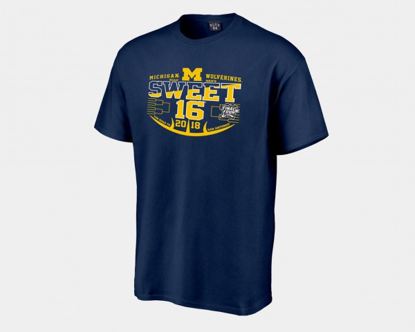 University of Michigan For Men's T-Shirt Navy High School Sweet 16 Bound 2018 March Madness Basketball Tournament