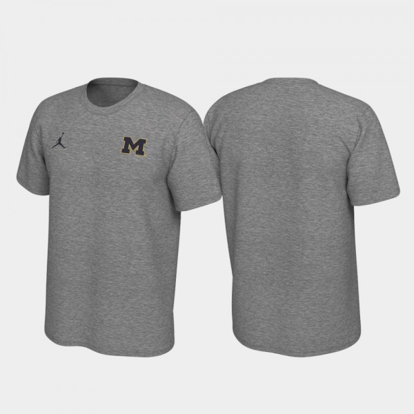University of Michigan Men's T-Shirt Heathered Gray Alumni Left Chest Logo Legend