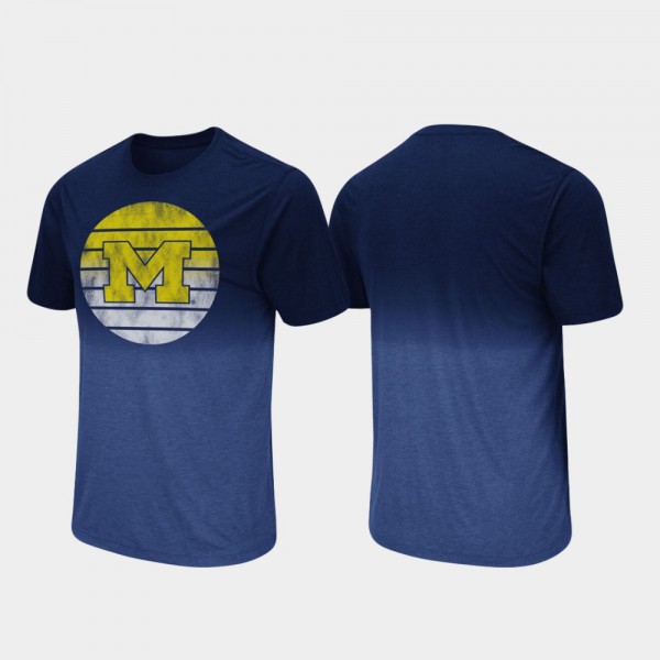 Michigan For Men T-Shirt Navy Fancy Walking Dip Dye Stitched
